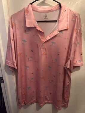 Cutter & Buck Light Pink Tropical Print Polo